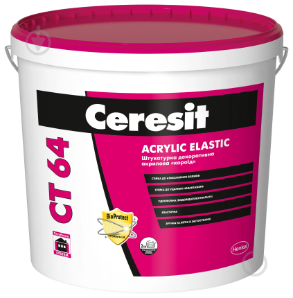 Декоративна штукатурка короїд ACRYLIC ELASTIC Ceresit CT 64 (2,0 мм) 25 кг білий